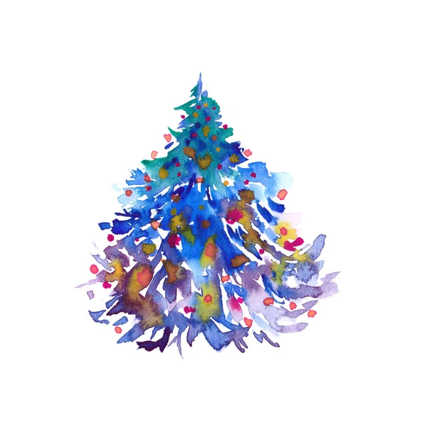 Çelenk Topları Ile Renkli Köknar Ağacı — Stok fotoğraf
