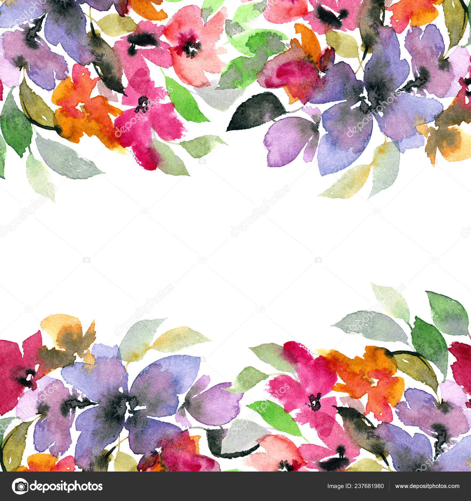 Download Floral Decorative Border Watercolor Floral Background Stock Photo By C Oaurea 237681980