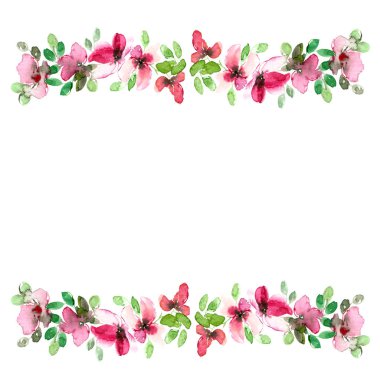 Çiçek Dekoratif kenarlık. Suluboya çiçek arka plan. 