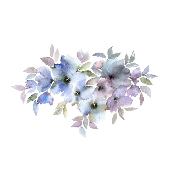 Blumenstrauß Sakura Blumen Blumengrüßkarte Aquarellblumen Florales Dekorelement Kirschblütenzeichnung — Stockfoto