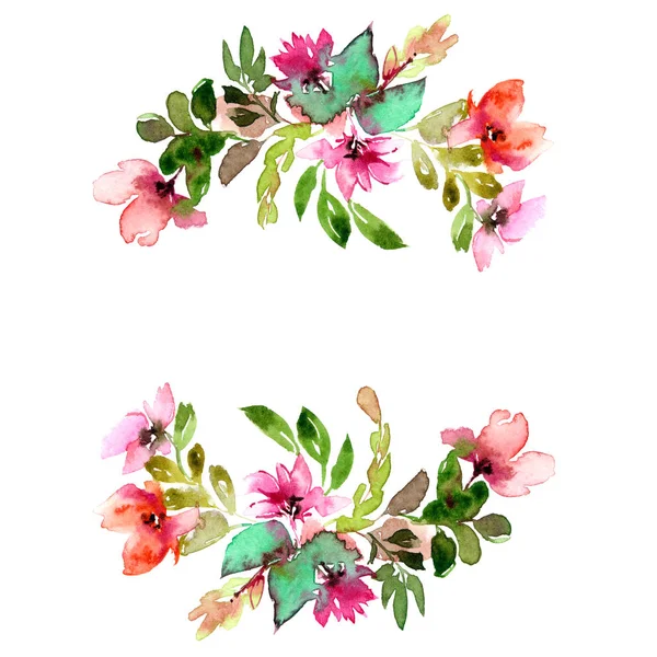 Moldura Decorativa Floral Fundo Floral Aquarela — Fotografia de Stock