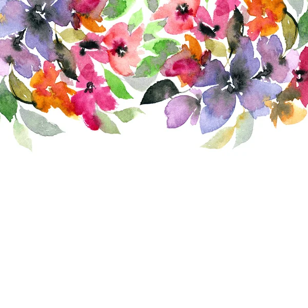 花卉装饰边框 水彩花卉背景 — 图库照片