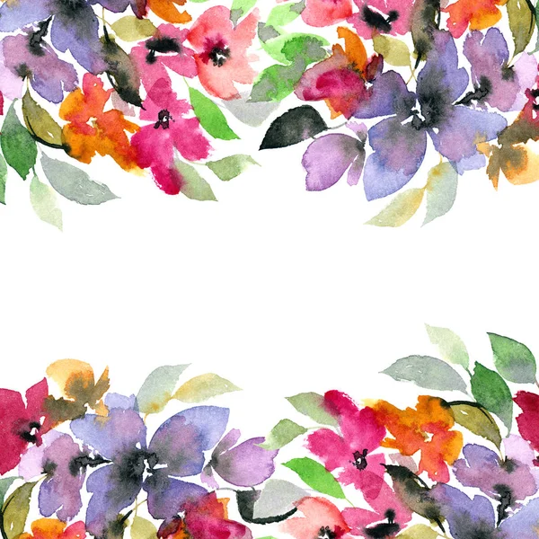 Floral Decoratieve Rand Aquarel Bloemen Achtergrond — Stockfoto