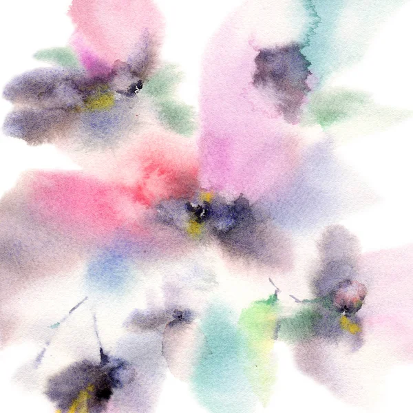 Aquarel Bloemen Achtergrond Abstract Floral Patroon — Stockfoto