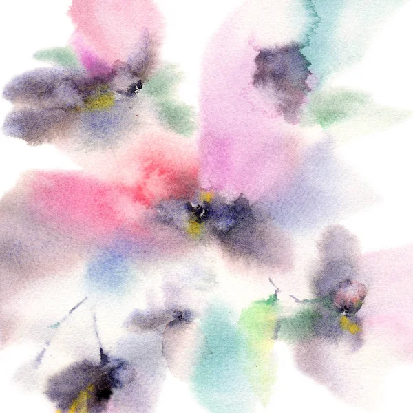 Watercolor floral background. Abstract floral pattern.