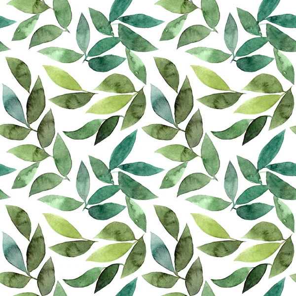 Handgezeichnete Abstrakte Florale Tapete Mit Grünen Blättern — Stockfoto