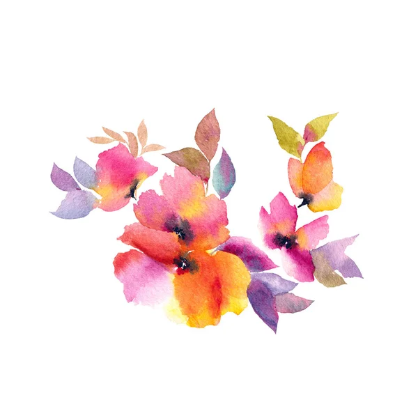 Aquarellblumen Blumengrüßkarte Hochzeitseinladung Blumenmuster — Stockfoto