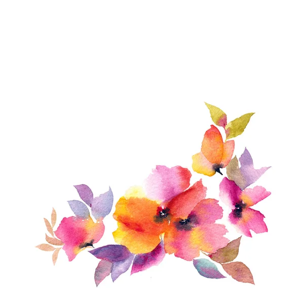 Aquarellblumen Blumengrüßkarte Hochzeitseinladung Blumenmuster — Stockfoto