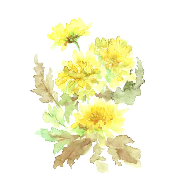 Wedding invitation card design. Floral background. Yellow flowers. Dandelions.