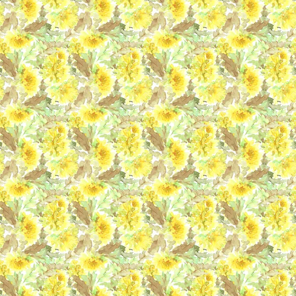 Seamless Floral Background Fabric Floral Pattern Dandelions Textile Pattern Template — Stock Photo, Image