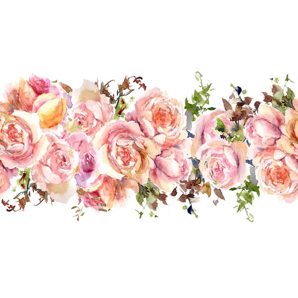 Bordure Florale Sans Couture Ornement Floral Pour Décor Carte Vœux — Photo