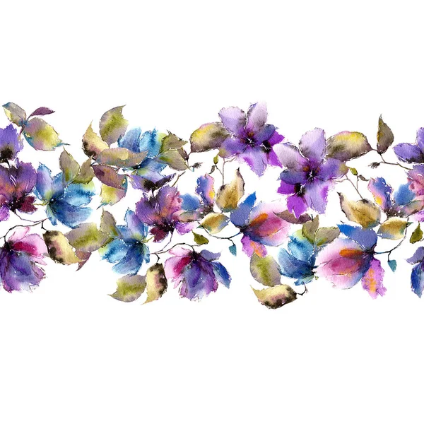 Bordure Florale Sans Couture Ornement Floral Pour Décor Carte Vœux — Photo