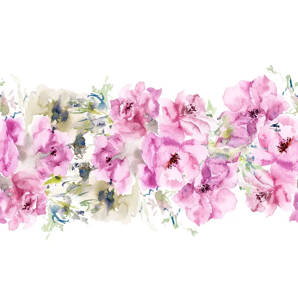 Bordure Florale Sans Couture Ornement Floral Pour Décor Carte Vœux — Photo