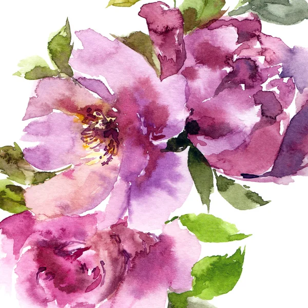 Floral background. Watercolor flowers. Floral wedding design. Greeting card with pink roses.