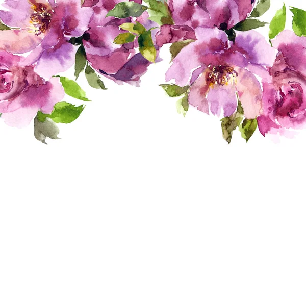 Pfingstrosen Aquarellblumen Floraler Hintergrund Hochzeitseinladung Florales Design Blumengestell — Stockfoto