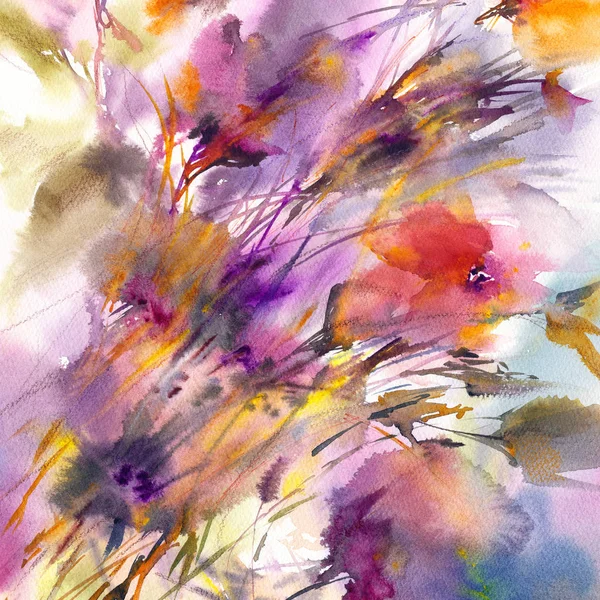 抽象的なフローラル背景 花模様の壁アート 紫の花 — ストック写真