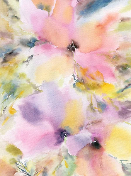 Floral background. Watercolor abstract flowers. Delicate colorful flowers. Wedding floral design. Floral wall art.