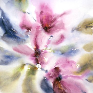 Suluboya çiçek arka plan bulanık.