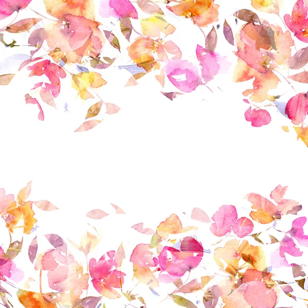 Floral Frame Roze Beige Kleuren Watecolor Bloemen Bruiloft Uitnodiging Bloemdessin — Stockfoto