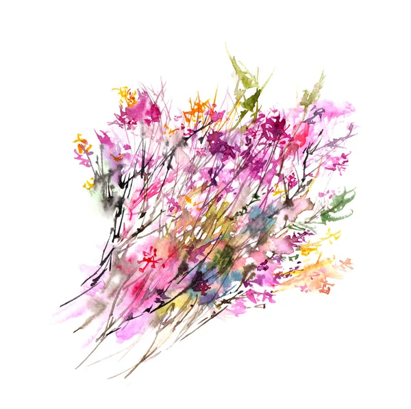Ροζ Μπουκέτο Λουλούδια Ακουαρέλα Λουλούδια Floral Ευχετήρια Κάρτα Γάμο Floral — Φωτογραφία Αρχείου