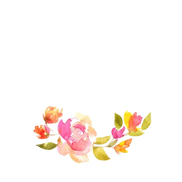 Квіткова Декоративна Облямівка Акварельні Квіти Декору Вітальних Листівок Запрошення Весілля — стокове фото
