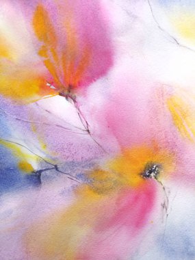 Çiçek arka plan. Suluboya narin çiçekler. Çiçek duvar sanatı. Çiçek tebrik kartı. Pembe çiçekli düğün davetiyesi.