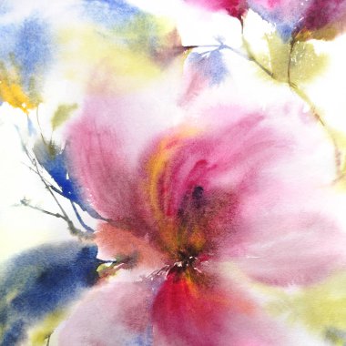 Çiçek arka plan. Suluboya narin çiçekler. Çiçek duvar sanatı. Çiçek tebrik kartı. Pembe çiçekli düğün davetiyesi.