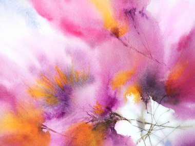 Çiçek arka plan. Suluboya narin çiçekler. Çiçek duvar sanatı. Çiçek tebrik kartı. Pembe çiçekli düğün davetiyesi.