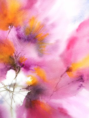 Çiçek arka plan. Suluboya narin çiçekler. Çiçek duvar sanatı. Çiçek tebrik kartı. Pembe çiçekli düğün davetiyesi.