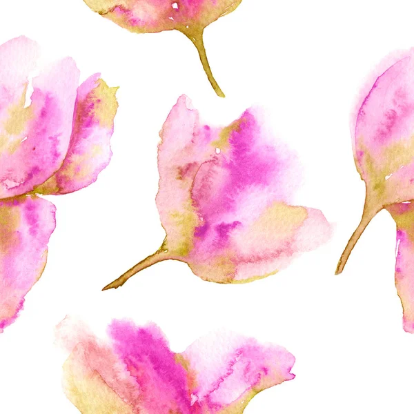 Patrón Floral Sin Costuras Acuarela Rosa Delicados Tulipanes Bonitas Flores — Foto de Stock