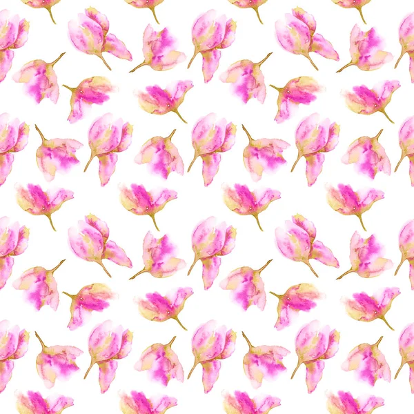 Seamless Floral Pattern Watercolor Pink Delicate Tulips Lovely Flowers Vintage — Stock Photo, Image