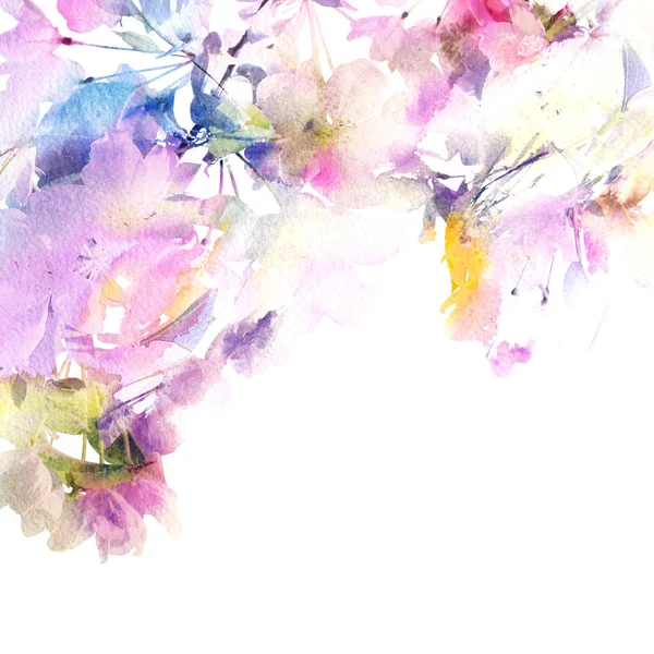 Квіткова Рамка Рожеві Квіти Аквареллю Весільне Запрошення Квіткового Дизайну Вітальна — стокове фото