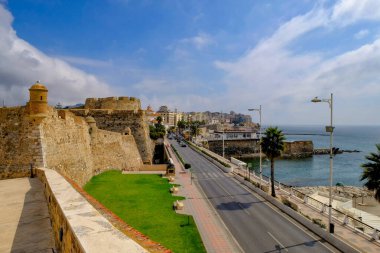 Ceuta, Spain. The Royal Walls of Ceuta are a line of fortification in Ceuta, an autonomous Spanish city in north Africa. The walls date to 962. clipart