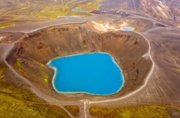 Viti, de krater bij Krafla, IJsland. Een luchtdrone schot. september 2019 — Stockfoto