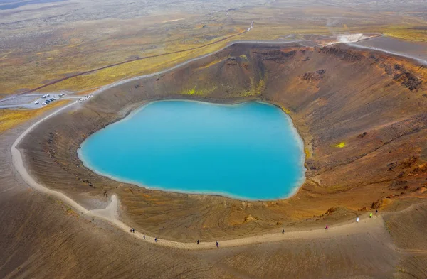 Viti, il cratere lacustre di Krafla, Islanda. Un drone aereo. settembre 2019 — Foto Stock