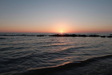 Costa Ballena, İspanya Eylül 2018: Günbatımında Costa Ballena Sahili, Cadiz, Endülüs, İspanya