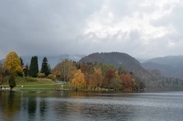 Bela paisagem do lago Bled em novembro. Bled, Eslovénia . — Fotografia de Stock
