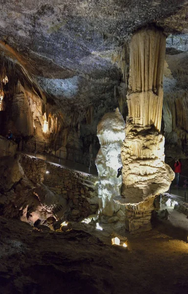 under the ground. beautiful view of stalactites and stalagmites in an underground cavern - Postojna cave, Slovenia, Europe