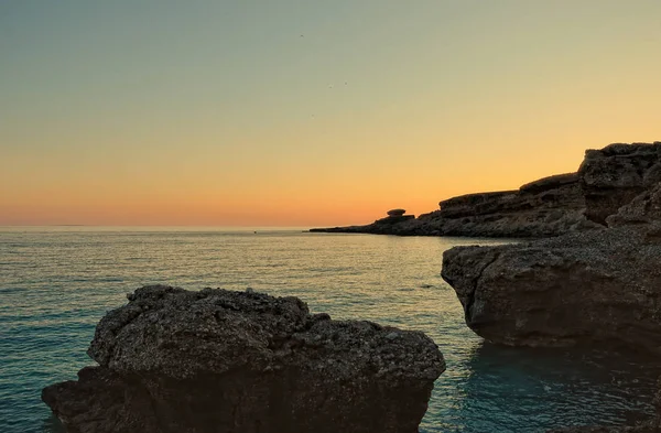Beautiful sunset over Aegean sea, Greece, Crete island