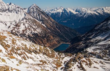Molltaler Gletscher 'de buz gölü, Avusturya, Nisan 2016