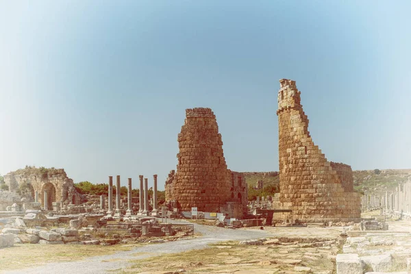 Perge Cidade Antiga Província Antalya Turquia Julho 2020 — Fotografia de Stock