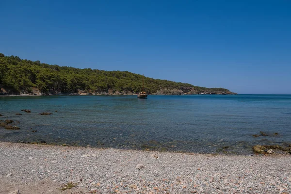 Bahía Del Mar Mediterráneo Cerca Antigua Ciudad Faselis Pavo Agosto — Foto de Stock