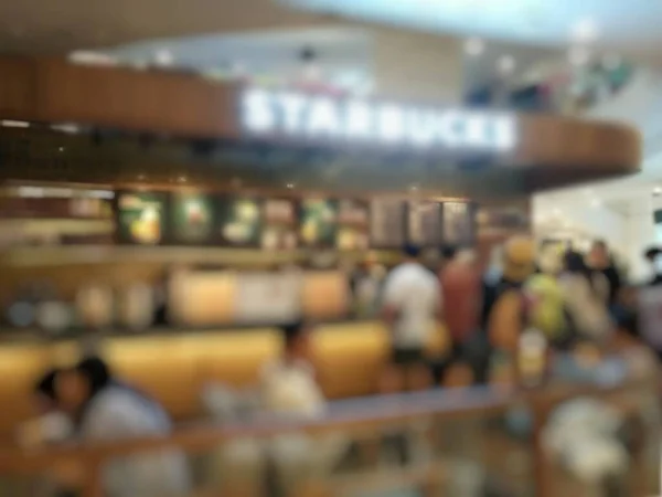 Bangkok Tailandia Octubre 2019 Fondo Borroso Cafetería Starbucks Edificio Terminal — Foto de Stock