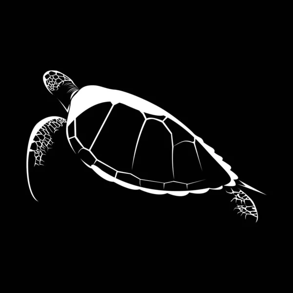 Silhouette Der Schildkröte Isoliert Auf Schwarzem Hintergrund Vektor Illustration — Stockvektor