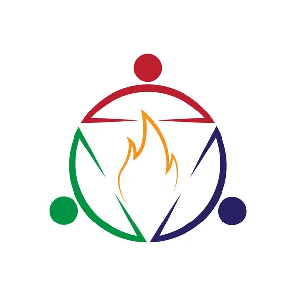 Kruh Osob Konceptem Požární Logo — Stockový vektor