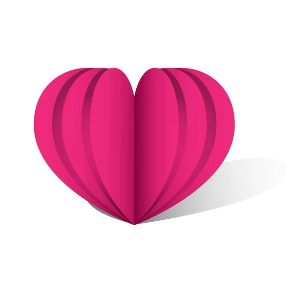 Розовая Бумага Разрезать Сердце Формы Векторного Шаблона — стоковый вектор