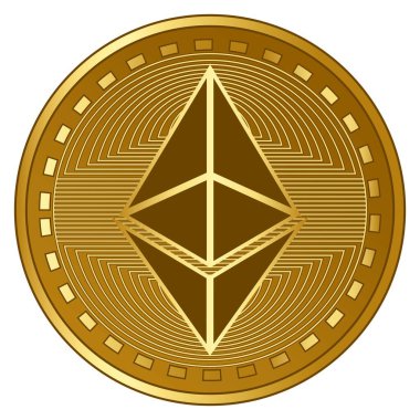 Altın fütüristik ethereum kripto para vektör illüstrasyonu