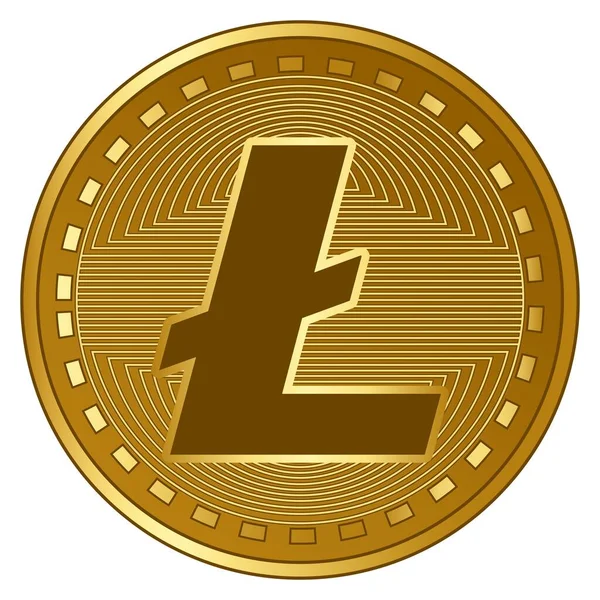 Gold Futuristic Litecoin Cryptocurrency Coin Vector Illustration — 스톡 벡터