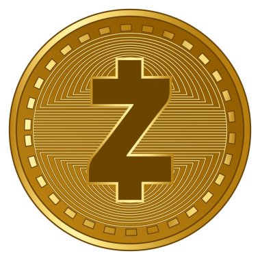 Altın fütüristik zcash kripto para vektör çizimi