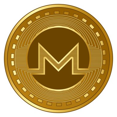 Altın fütürist monero kripto para vektör çizimi